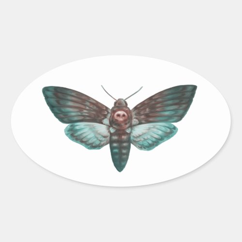 Deaths_head Hawkmoth Oval Sticker