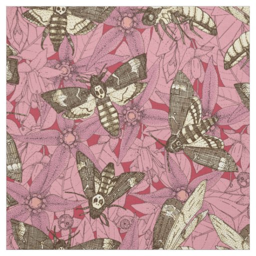 Death's-head hawkmoth rose fabric
