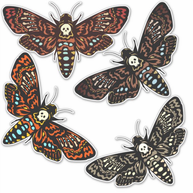 Death's Head Hawkmoth Skull Thorax 4 Variations Sticker (Front)