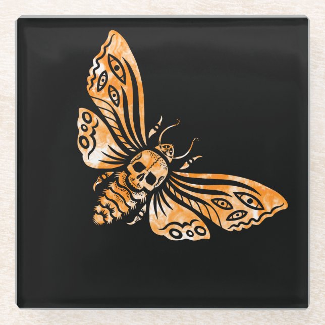 Death's Head Moth  Glass Coaster (Front)
