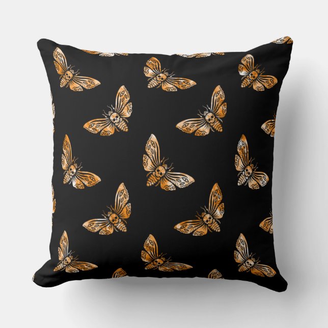 Death's Head Moth Pattern Throw Pillow (Front)