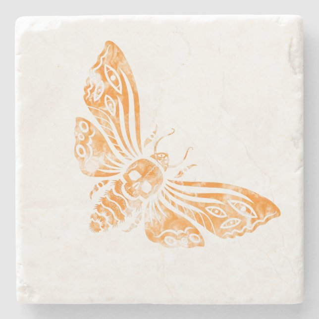 Death's Head Moth  Stone Coaster (Front)