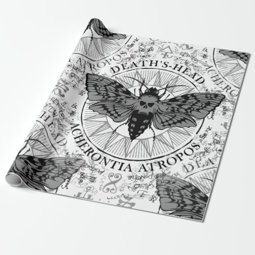 deaths head moth wrapping paper