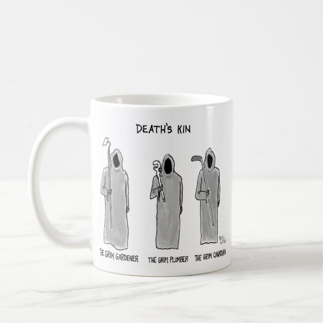 Death's Kin: The Grim Gardener, Plumber, Canadian Coffee Mug (Left)