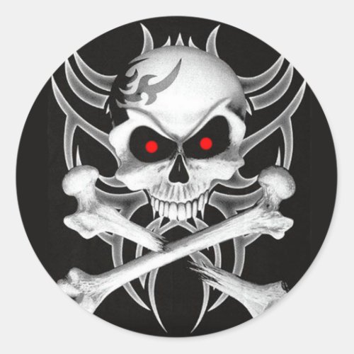 Deaths Skull and Crossbones Classic Round Sticker