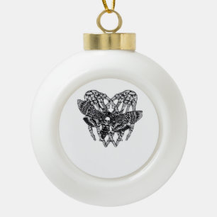 Deathshead Moth Classic - Skeleton Hand Heart Ceramic Ball Christmas Ornament
