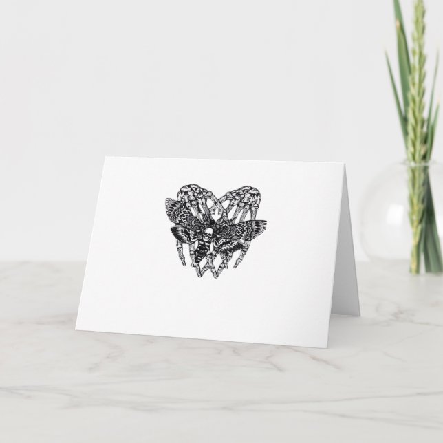 Deathshead Moth Classic Skeleton Hand Heart Style Card (Front)
