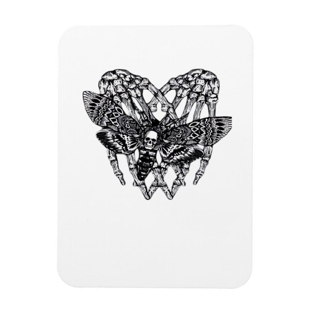 Deathshead Moth Classic Skeleton Hand Heart Style Magnet (Vertical)
