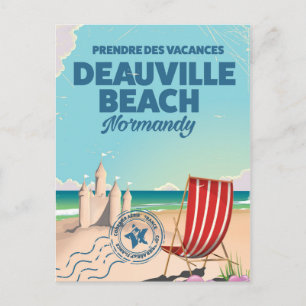 deauville beach france vintage holiday poster postcard