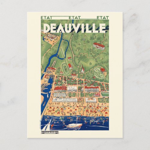 Deauville France Vintage Poster 1931 Postcard