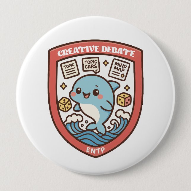 Debate Dolphin – Creative Brainstorming Button (Front)
