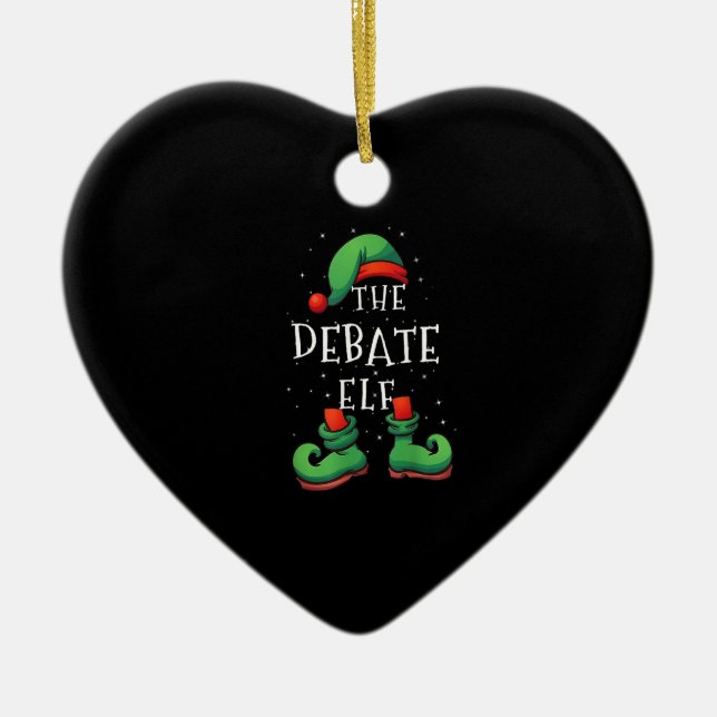 Debate Elf Funny Matching Family Christmas Pajamas Ceramic Ornament (Front)