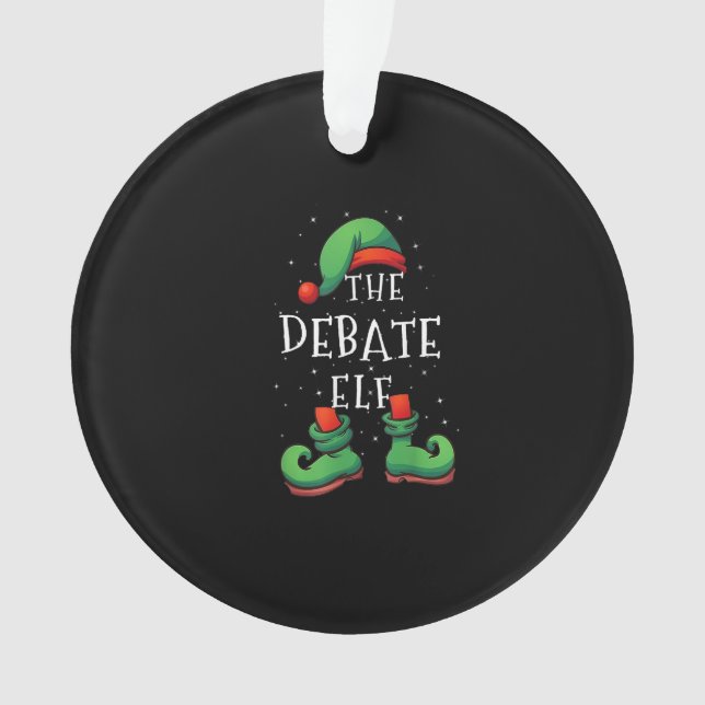Debate Elf Funny Matching Family Christmas Pajamas Ornament (Front)