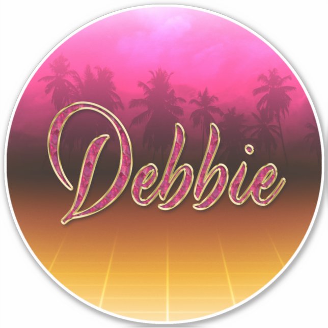 Debbie First Name Golden pink Sticker (Front)