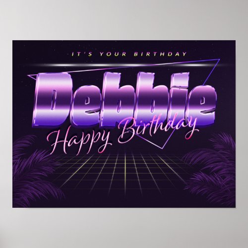 Debbie name first name lila retro poster birthday