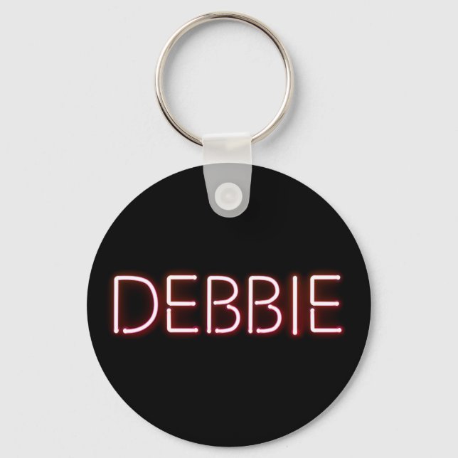 Debbie name in glowing neon lights keychain (Front)