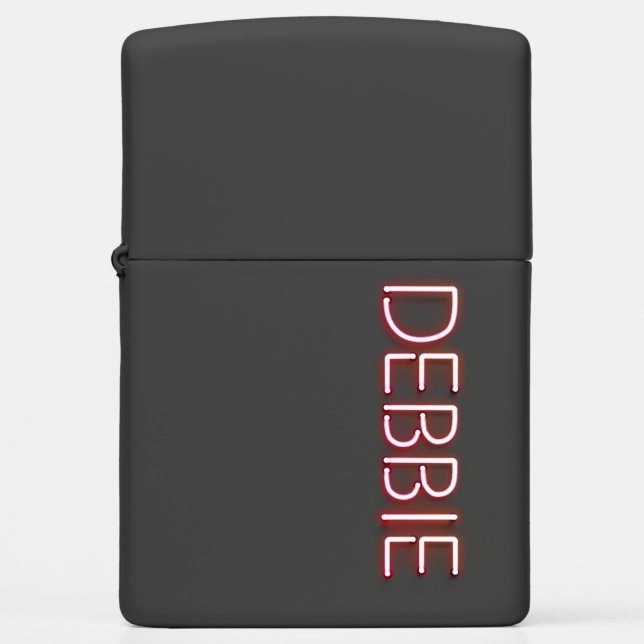 Debbie name in glowing neon lights zippo lighter (Front)