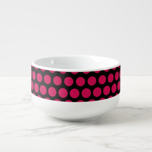 Debian Red Polka Dot Modern Black Soup Mug