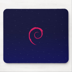 Debian with a space Background Mouse Pad