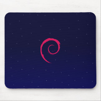 Debian with a space Background Mouse Pad