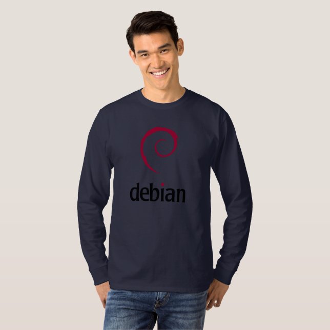 Debian Word Official Logo Spiral Swirl T-Shirt (Front Full)