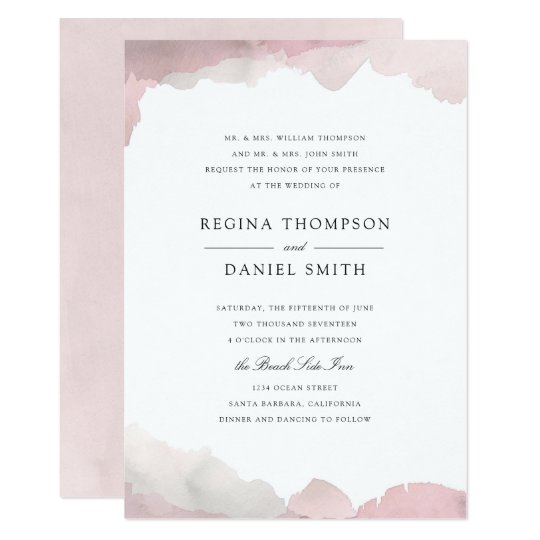 debonair blush pink wedding invitation zazzle com