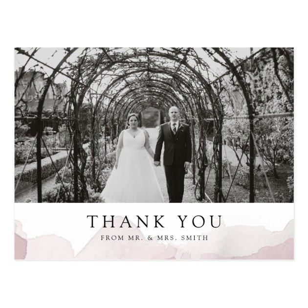 Debonair Blush Pink Wedding Thank You Postcard