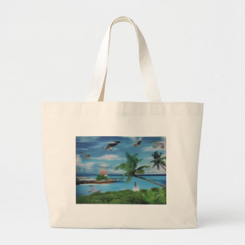 Debonair Coconut Palm Tree Vogue Beach stylish Large Tote Bag