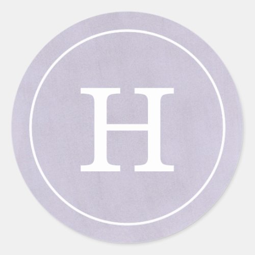 Debonair Lavender Monogram Classic Round Sticker