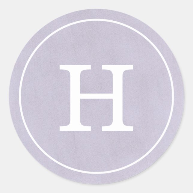 Debonair Lavender Monogram Classic Round Sticker (Front)