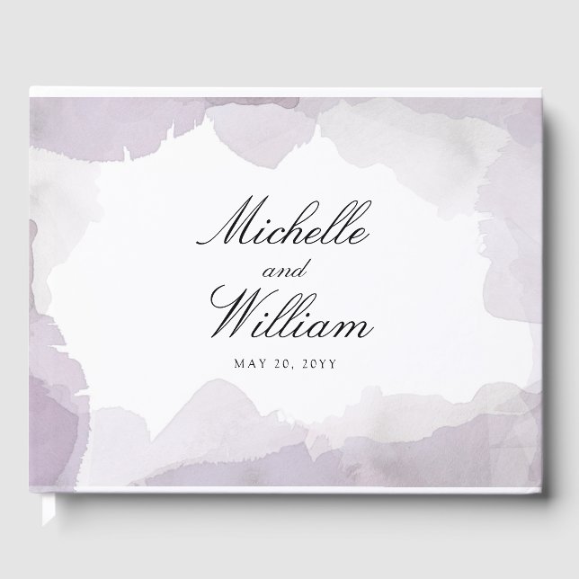 Debonair Lavender Wedding Guest Book (Front)