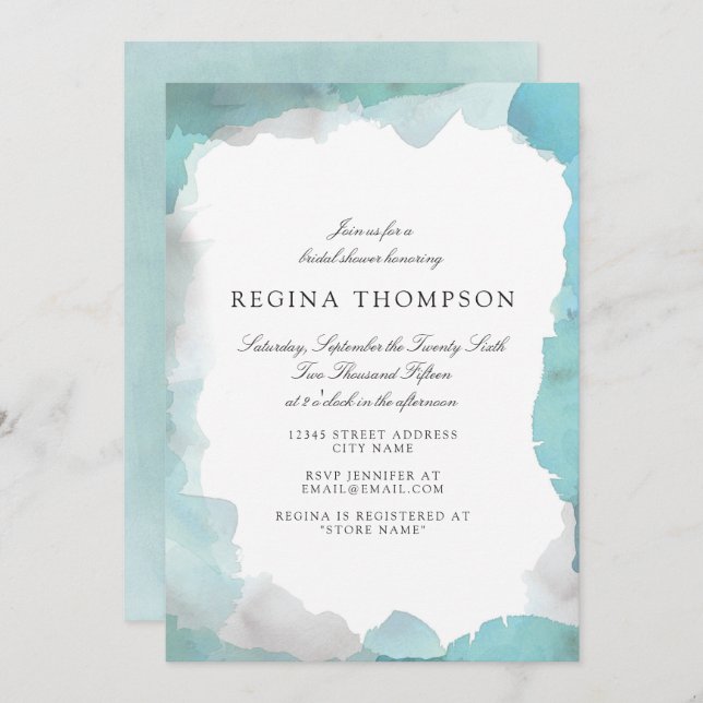 Debonair Turquoise Bridal Shower Invitation (Front/Back)