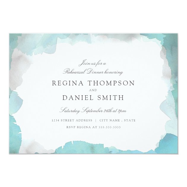 Debonair Turquoise Rehearsal Dinner Invitation