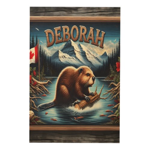 Deborah Canadian Beaver by the Lake Wood Wall Art