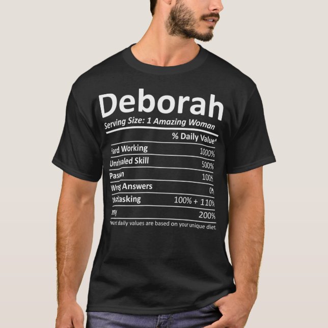 DEBORAH Nutrition Personalized Name Funny Gift T-Shirt (Front)