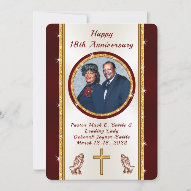 Debra Battle 18th Church Anniversary Invitations (Front)