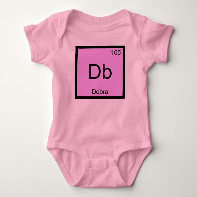 Debra Name Chemistry Element Periodic Table Baby Bodysuit (Front)