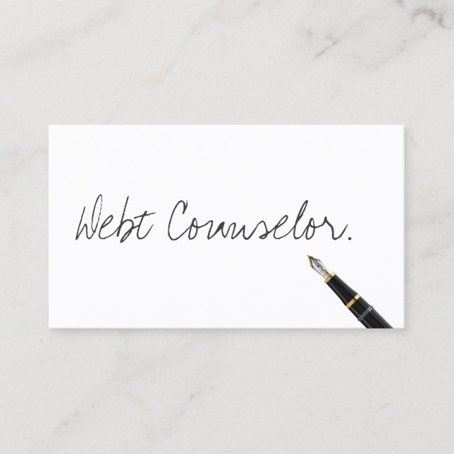 Debt Counselor Handwritten Script Business Card (Front)