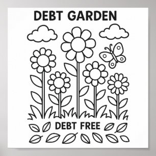 Debt Garden Payoff Tracker Coloring Sheet  Poster
