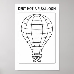 Debt Hot Air Balloon Payoff Tracker Coloring Sheet Poster
