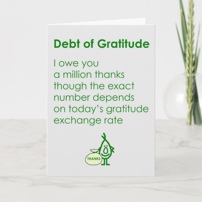 Debt of Gratitude Letterpress Thank You Card (Front)