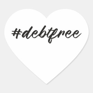 #debtfree (Hashtag Debt Free) Brush Pen Heart Sticker