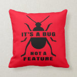 Debugging Challenge Funny Coder Red and Black Throw Pillow
