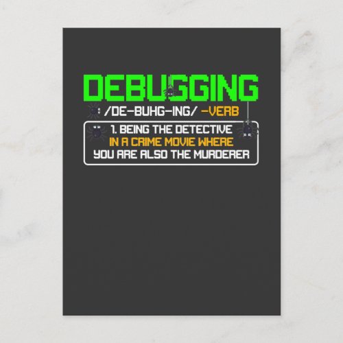 Debugging Definition Computer Software Programmer Postcard