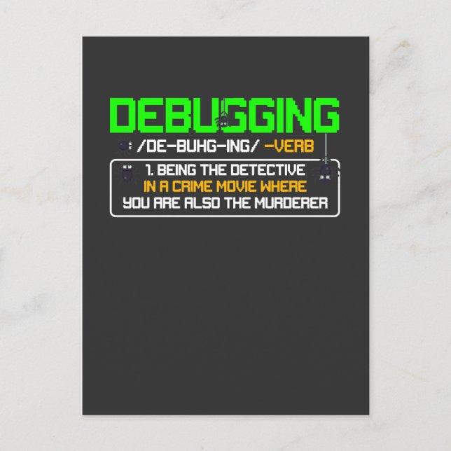 Debugging Definition Computer Software Programmer Postcard (Front)