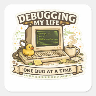 Debugging My Life Funny Programmer Sticker coding