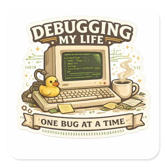 Debugging My Life Funny Programmer Sticker coding
