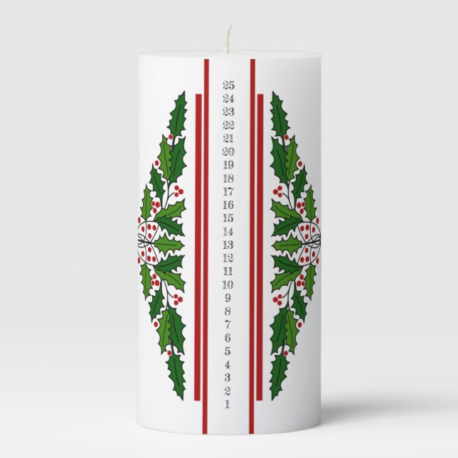 Dec Christmas Countdown Pillar Candle (Front)