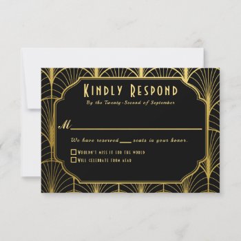 Decadence Golden Art Deco Rsvp by Trifecta_Designs at Zazzle