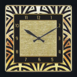 Decadent Art Deco Style Square Wall Clock<br><div class="desc">There is another clock in my store very similar to this but I have made this one slightly different. This design is very decadent and glamorous so I have brought it back to my store in a different style. This would look lovely on your wall, especially in an art deco...</div>